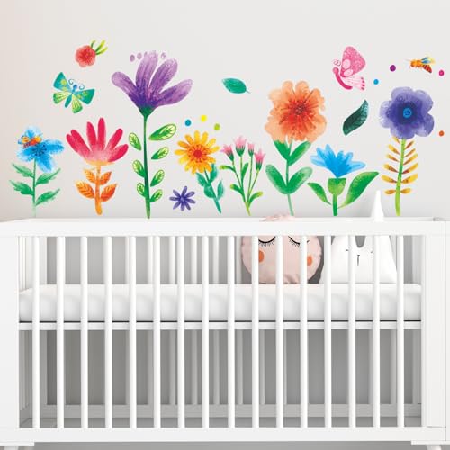 Vinilos Decorativos de Flores Acuareladas para Pared 134x53 cm miniatura 1