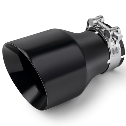 Puntas de escape de acero inoxidable 304 para coche, punta de tubo de escape, doble pared pulida, corte oblicuo, punta de escape de coche, entrada 63 mm (2,5 pulgadas), salida 102 mm (4') (negro