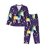  ZQYTGFDC One-Horse Star Ensemble de pyjama à manches longues et pantalon avec poche pour femme, Noir/blanc, M