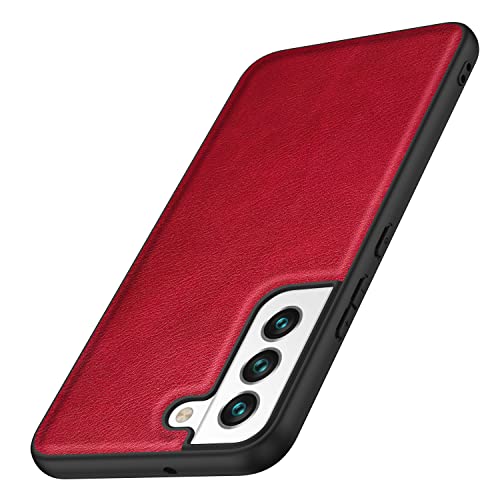 Coque Samsung S22 5G cuir souple rouge antichoc ajustement précis