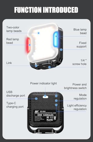 138 LED Camping Lantern, Video Light, 2500K-9000K, Rechargeable 5400mAh, 180° Adjustable, Hangable, Magnet, Tripod Mountable, CRI 95+, Pocket Lanterns for Power Outages, Camping Essentials - image 7