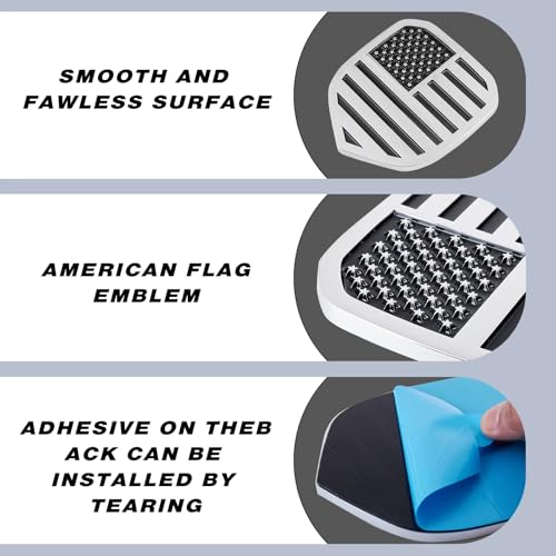 Image of Glossy Black American Flag Emblem Fits for RAM Front Grille Emblem Replacement Compatible Models /1500 2006-2018 /2500 2009-2018 /3500 2007-2018 (Silver)