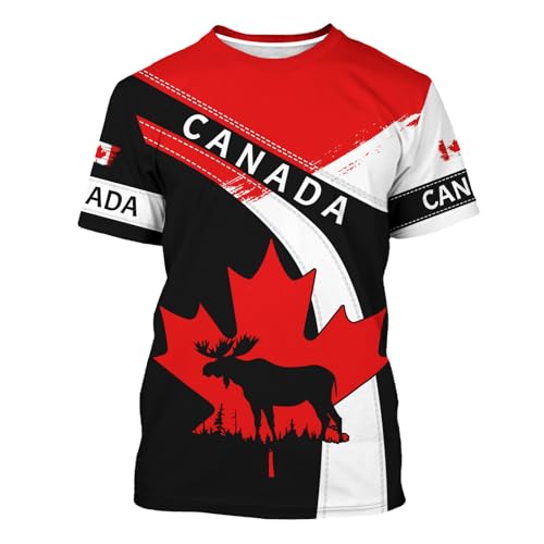 Canadian Maple Leaf Shirt for Men Canada Day Flag T-Shirt 3D Printing Cool Short Sleeve Shirt Unisex
