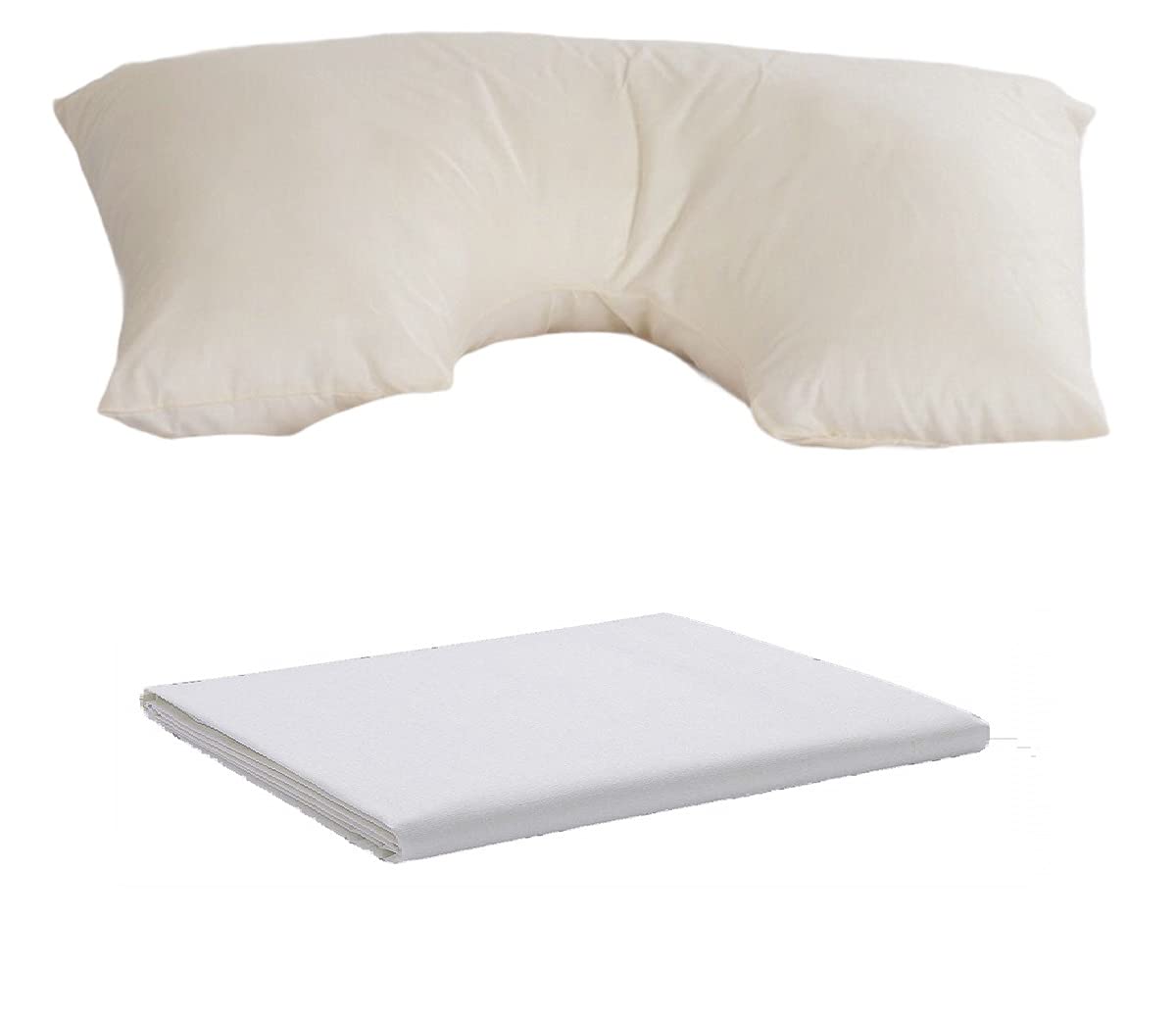 Haani V Shaped Pillow With Complimentry Free Pollycotton Removable Cover (Neck Pillow White)