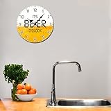 Geroclonup It's Beer O'Clock Wall Clock Bar Sign Battery Operated Non Ticking Silent Quartz Analog 25cm Wooden Farmhouse Round Clock Funny Decor for Home Kitchen Living Room Bathroom - Image 2
