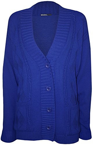 Image of WearAll Plus Size Womens Button Long Sleeve Pocket Top Ladies Knitted Cardigan - 4-22