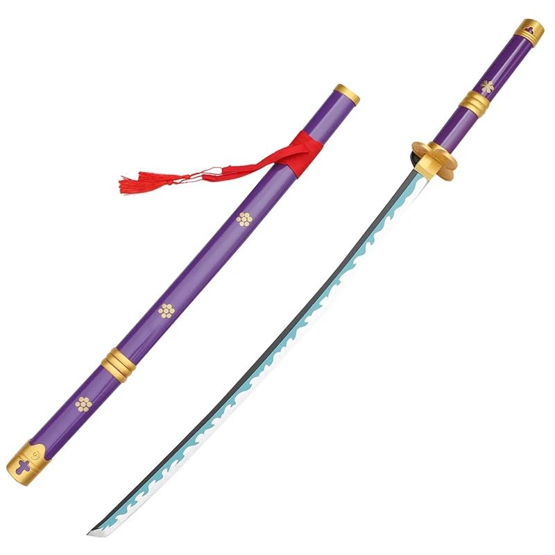 Image of Zoro ENMA Purple Katana /Sword Toy 104cm Live Size - Bamboo Wood Enma Katana 2024 (Stand Included) Perfect for Anime Gift, Cosplay, Merchandise (Stand: Double Layer)