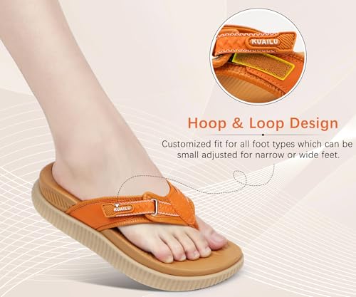 Image of KuaiLu Womens Orthotic Cushion Flip Flops Sandals With Arch Support Footbed | Sport Recovery Walking Slides For Women - Adjustable Platform Slip On Indoor Outdoor For Summer Casual