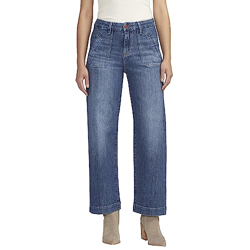 JAG Jeans Women's Sophia High Rise Wide Leg Jeans, Tidal Blue, 6