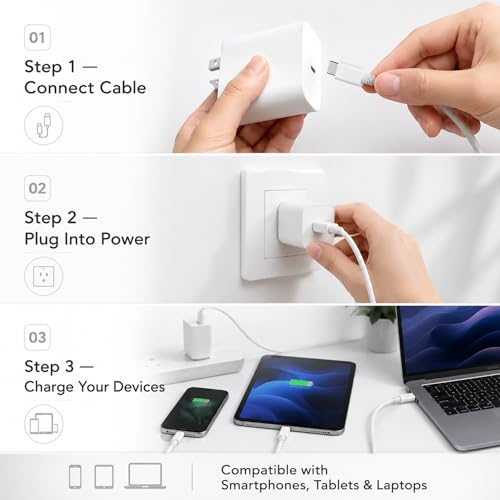 Image of Type C to C USB Cable 1m 65W Rapid Fast Charging 15A Universal Type C Charger Cord for Smartphones & Tablets | White Durable Charging Cable