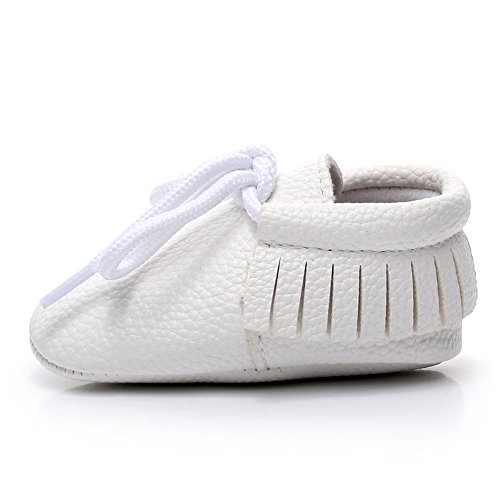 Diamondo Baby Tassel Shoes infantil casual solado macio cadarço cor sólida Prewalker (branco, 12-18