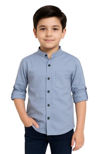Image of Boys Kids Lavender Cotton Shirt, Long Roll-Up Sleeves, Party, Age 2-4 Years