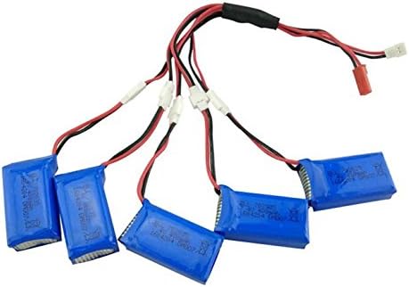 sea jump 7.4V 400mAh polímero de litio RC Quadcopter batería (5PCS) con una línea de conversión 5 en 2 para DM007