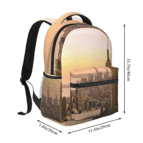 Sac d'école grande capacité Empire State Building avec port USB noir - 2