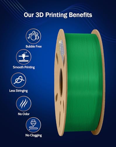 Image of DURAMIC 3D PETG Filament 1.75mm Green, 3D Printing Filament 1kg Spool(2.2lbs), Green Filament 1.75mm Dimensional Accuracy + /- 0.05 mm Non-Tangling Non-Clogging Non-Stringing (Pantone 2257U)