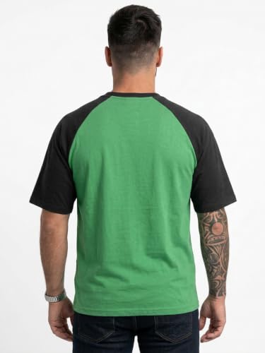Image of LEOTUDE Oversized Half Sleeve Cottonblend Printed Round Neck Drop Shoulder Tshirt for Man(Color Rama Green)