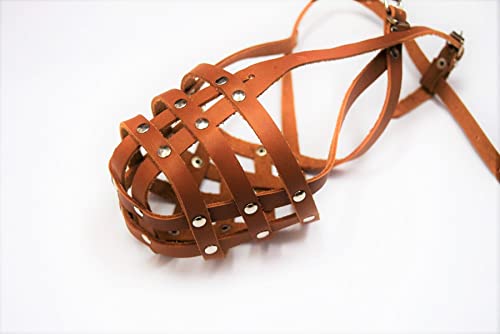 Muselière pour chien en cuir véritable léger et résistant, modèle K2 - 7