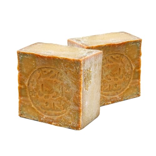 JUSIZA Aleppo Soap 100% Olive Oil 2 Pack (7 oz Each) Traditional Handmade Castile Soap Natural Vegan Skin Cleanser for Face & Body Deep Cleansing Moisturizing