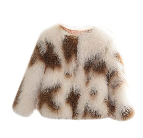 Toddler Girls Faux-Fur Jacket Coat Baby Girls Winter Snowday Thick Shaggy Fuzzy Fleece Warm Fashion Trendy Coats for Girls