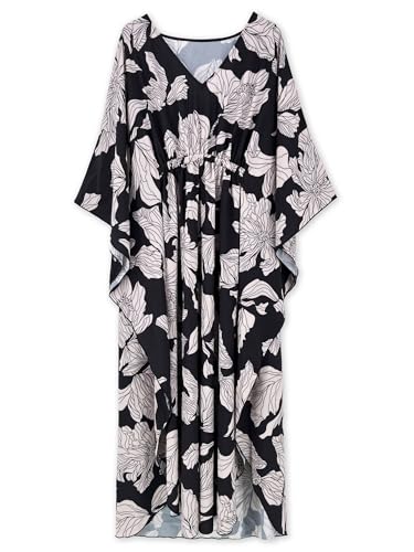 Image of Moss Rose Kaftan Dresses for Women V Neck Summer Swimsuit Cover up Caftan Maxi Beach Dresses