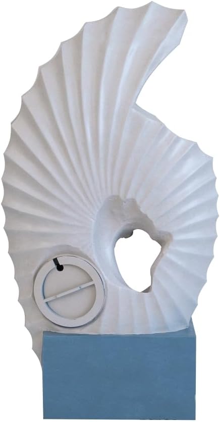 Sculptural Indoor Outdoor Water Fountain with Bowl Basin, (White+Blue + Polyresin + Art Deco + Coastal + Contemporary + Nautical + Ultra-Modern)
