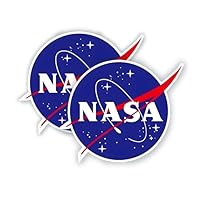 2-Pack NASA Stickers for Car Window Bumper Helmet Tumbler Laptop Smartphone or Any Smooth Surface - Weatherproof Decal Sticker - 3 inch