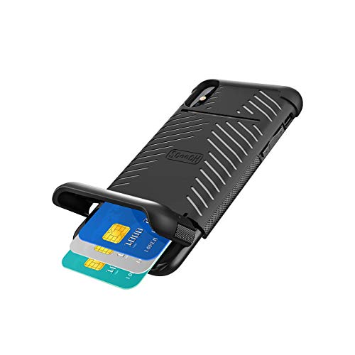 Scooch Wingmate | Hidden Wallet Case for iPhone X/XS Case [10 ft Drop Protection] Credit Card Holder for 2-3 Cards and Compatible with Magnetic Car Mounts 6.1 Inch (2018) (Stone)