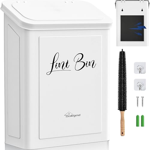 Sealegend Magnetic Lint Bin for Laundry Room with Dryer Lint Brus...