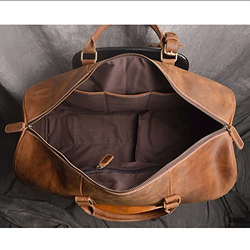 Borsa Weekender In Vera Pelle Vintage Da Uomo 24x10x10 – Borsa Da Viaggio Con Patta E Accessori In Ottone Anticato