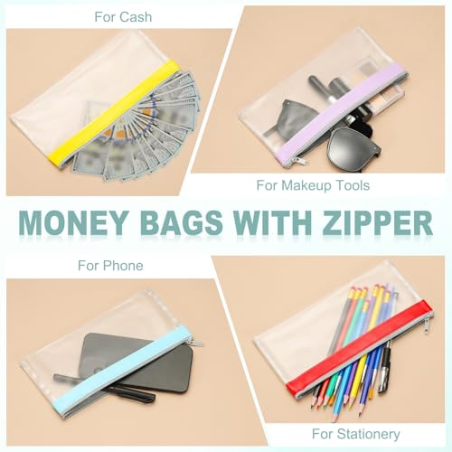 Bolsas De Dinero PATIKIL sobres de PVC transparente con cremallera para documentos 7