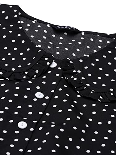 Image of Style Quotient Black White Peter Pan Collar Shirt Style Crop Top