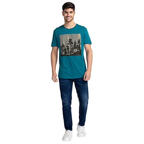 Image of Being Human Cactus Green Regular Fit Round Neck Men's T-Shirt Clothing