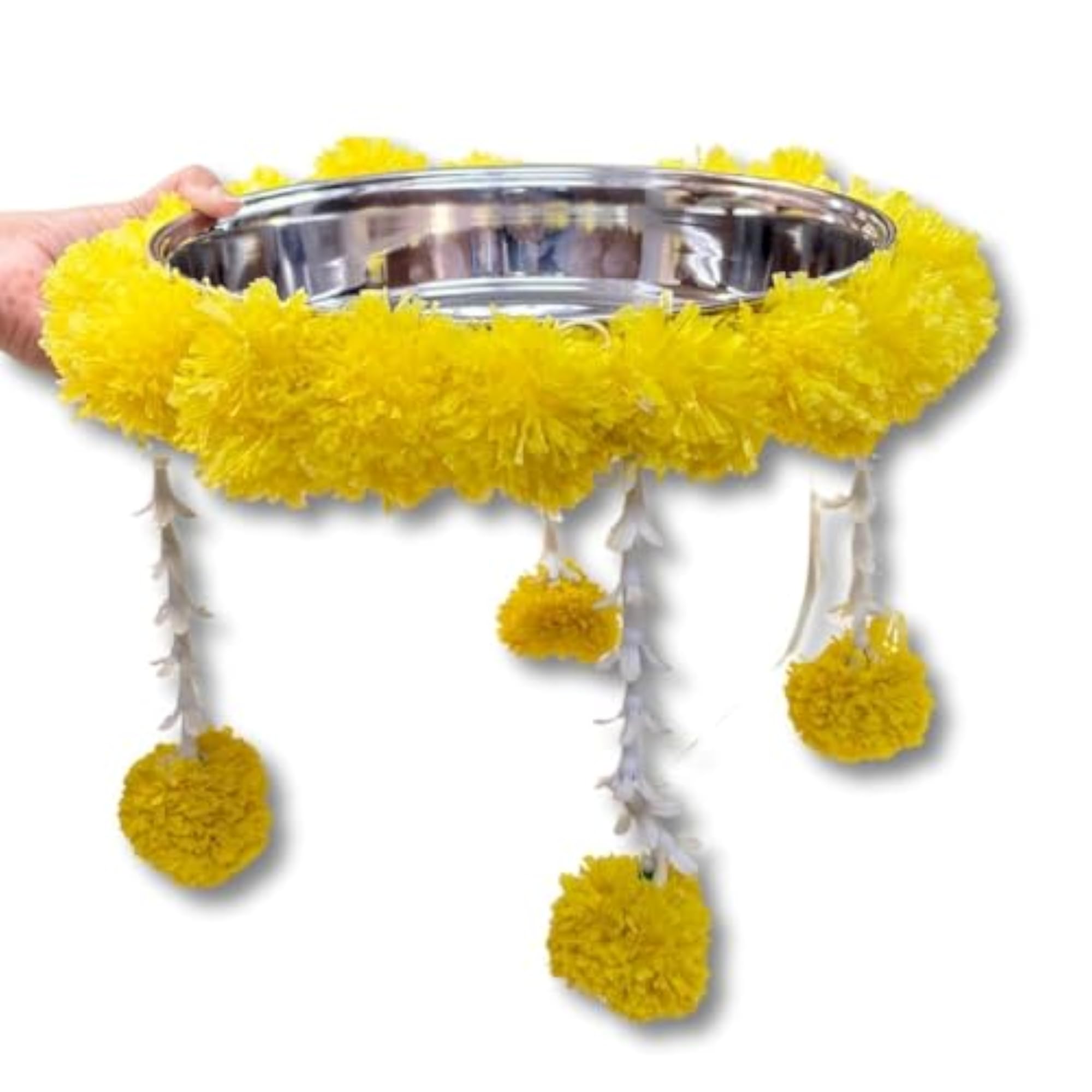 Marigold Decorated Jalleda for Mangal Snanam Ceremony