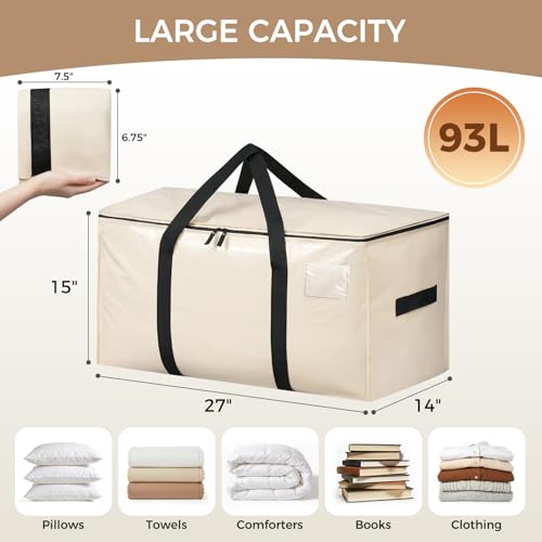 Image of BAGAIL Heavy Duty Moving Bags with Strong Handle, Extra Large Moving Boxes, Storage Tote for Clothes, College Moving Supplies(Beige, 8 Pack)