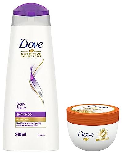 Image of Dove Healthy Ritual for Strengthening Hair Mask, 300 ml & Daily Shine Shampoo 340 ml - For Dry and Damaged Hair, Gives Smooth and Strong Hair - Mild Daily Women's Shampoo