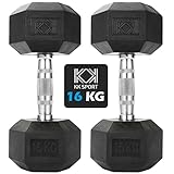 KK Hex Dumbbell Set - Dumbbell Weights For Weight Training - Hex Dumbbells Set With Rubber-Coated Heads, Stainless-Steel Core & Knurled Chrome Handle