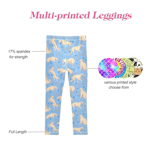 CaTaKu Girls Leggings Borzoi Dog Flowers Leggings for Girls Kids Athletic Workout Yoga Pants Size 4-10T4