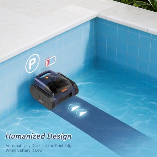Image of (2026 Upgrade) Cordless Robotic Pool Cleaner, 180 Mins Runtime Robotic Pool Vacuum for Inground Pools, Wall & Waterline Automatic Pool Vacuum, Sonar Navigation, Brushless Motor, Pool Up to 2150 Sq.ft