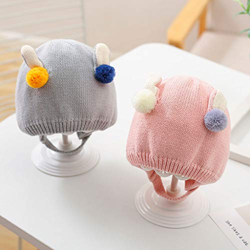 Baby Toddler Girls Boys Earflap Hat Winter Cotton Lined Knit Hat Outdoors Cap (Color : Gray, Size : 3-24 Months) #TOP4