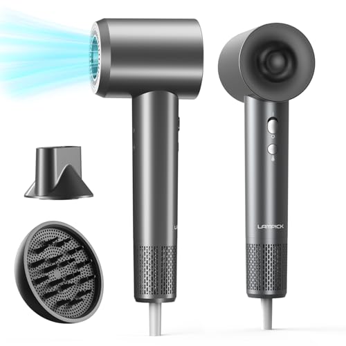 Hair Dryer: 150000 RPM Portable Professional High Speed Ionic Blow Dryer for Fast Drying, 500 Million Negative Ions Care & Heat Control & Low Noise with Magnetic Diffuser & Nozzle, 5 Temps &