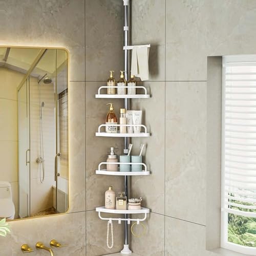 Kuber Industries Adjustable bathroom Corner Shelf | Bathing Accessories Organiser Shelf | Telescopic |Stainless Steel | Space Saving|Color-White| TW302WT (B0D7C5FBS9) Amazon Price History, Amazon Price Tracker