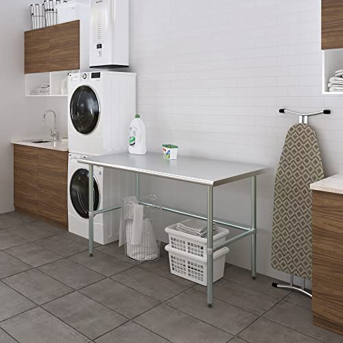 Amgood Stainless Steel Work Table Open Base | Nsf | Laundry Garage Utility Bench (60" Long X 30" Deep) #TOP3