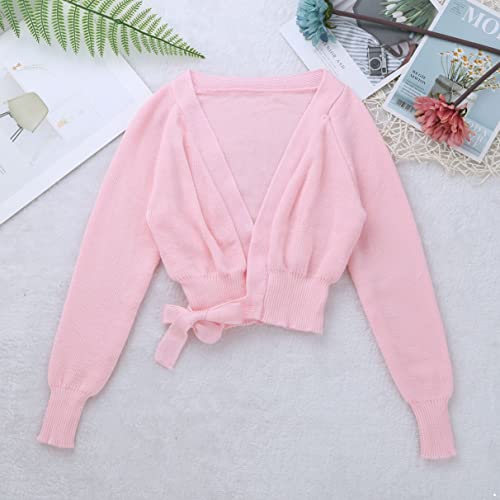 Children Girls Ballet Dance Wrap Cardigan Long Sleeve Gymnastic Yoga Dancewear Bolero Shrug Knit Sweater Coat4