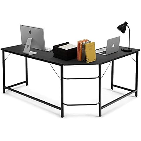 GOPLUS Eckschreibtisch in L-Form, Großer Schreibtisch Computertisch Gaming Tisch, Gaming Schreibtisch Bürotisch platzsparend Cover