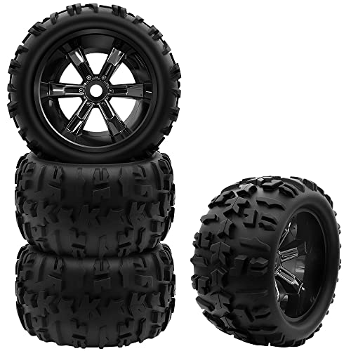 GLOBACT 1/8 1/10 17mm Hex RC Wheels and Tires RC Monster Truck Buggy PreGlued RC Tires and Rims with...