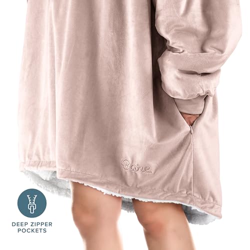 Image of Bare Home Wearable Blanket Hoodie - Soft Plush Sherpa - Warm and Cozy - Oversized Wearable Blanket