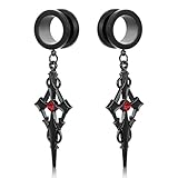 Genérico 2 Unidades Túneles para Dilatación de Acero Titanio Negro 6-25mm, Orificio de Polea en Cruz para Stretching(22mm (7/8"))