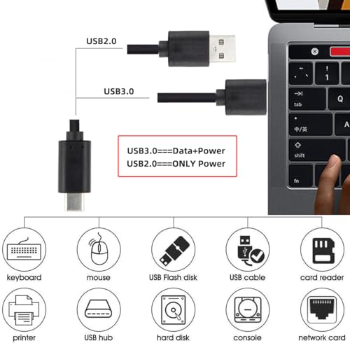 Image of cablecc Type-C USB-C to USB 3.0 Male & USB 2.0 Dual Power Data Y Cable 5Gbps for Laptop & Hard Disk