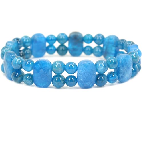 Keleny Natural Gemstones Oval Faceted Beads Handmade Healing Charm Reiki Stretch Bracelets for Women 7 Inch