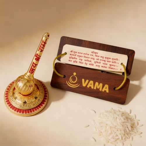 Image of VAMA Sankat Mochan Bajrangbali Combo (Siddh Hanuman Gada +Wooden Hanuman Chalisa Book) | Brings Strength, Protection and Positivity
